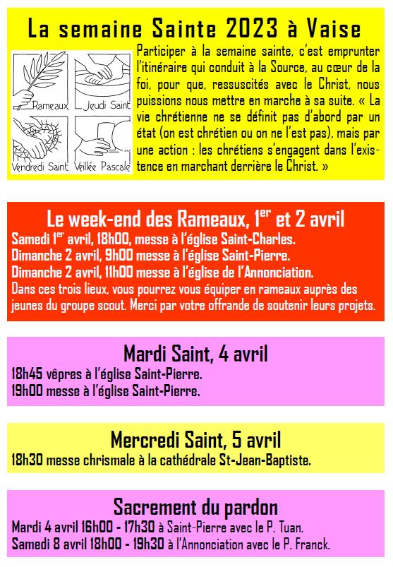 Semaine Sainte 2023 - Paroisse Catholique Saint-Gabriel De Vaise